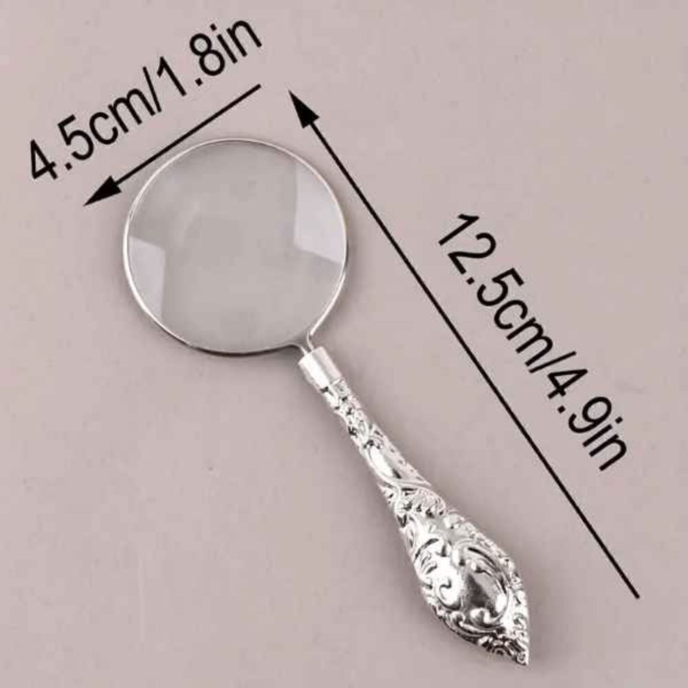 Silver Embossed Handle Magnifying Glass - Picture 3 of 4